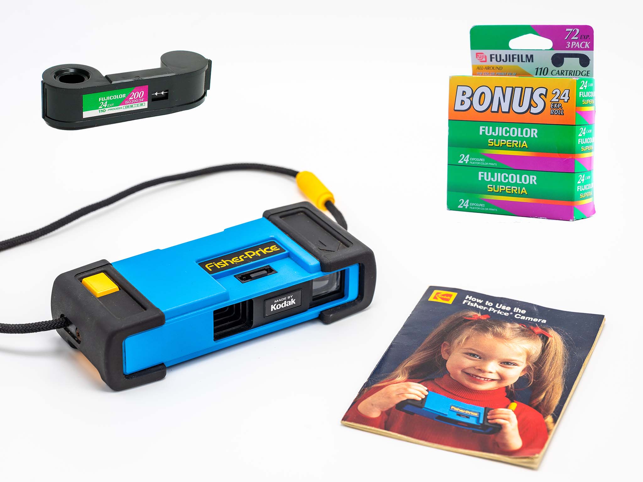 A child’s toy film camera, fed by a meagre 24 exposures of the teensiest film you can imagine, a standard that was called 110. This particular example being Fujifilm, because that’s what I had